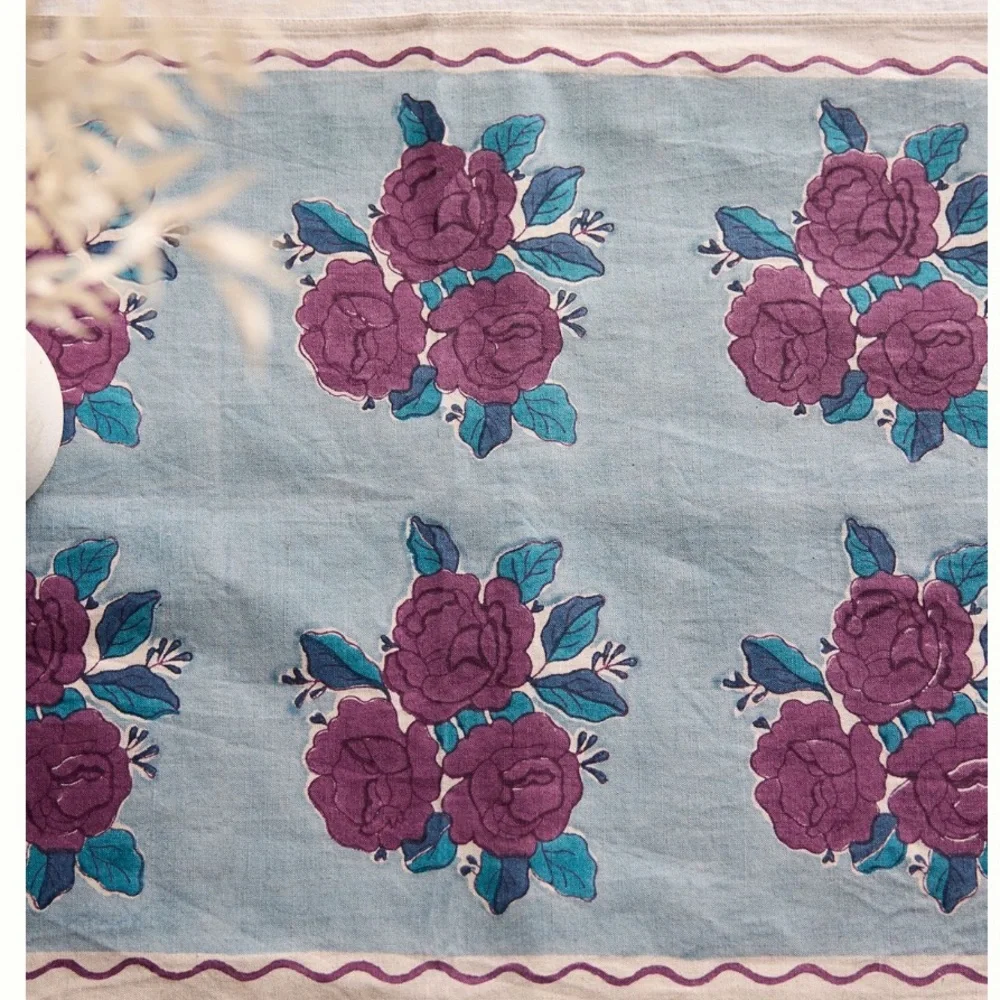 Rosy floral napkins pair of 2